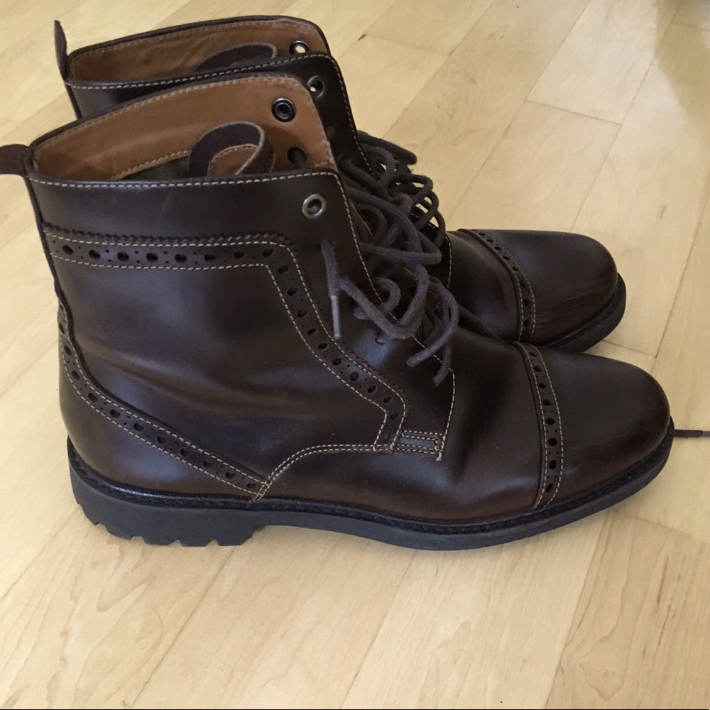 Dark brown Clarks lace-up boots with cut-out detailing